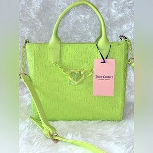 Juicy Couture Lime Green Embossed Tote with Heart Charm